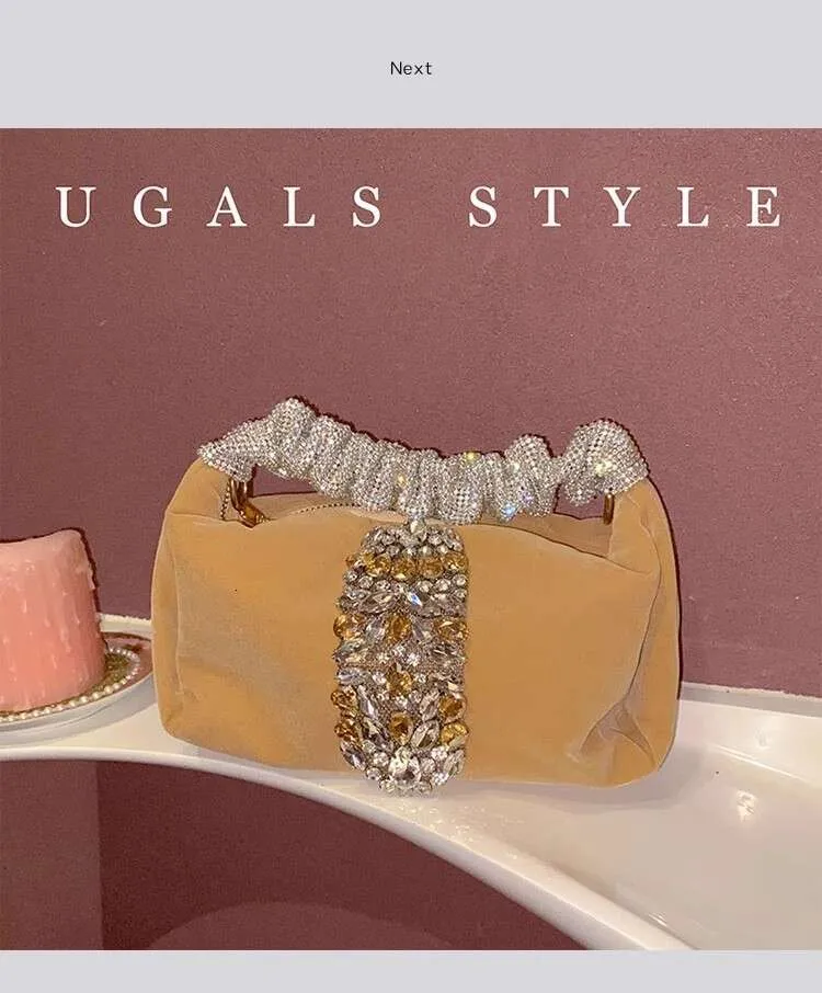 Glitter Shiny Rhies Dia Evening Fashion Hobo Women's Handbag Wedding Party Clutch Purse Crossbody Bag Street Dressing_voghion.com