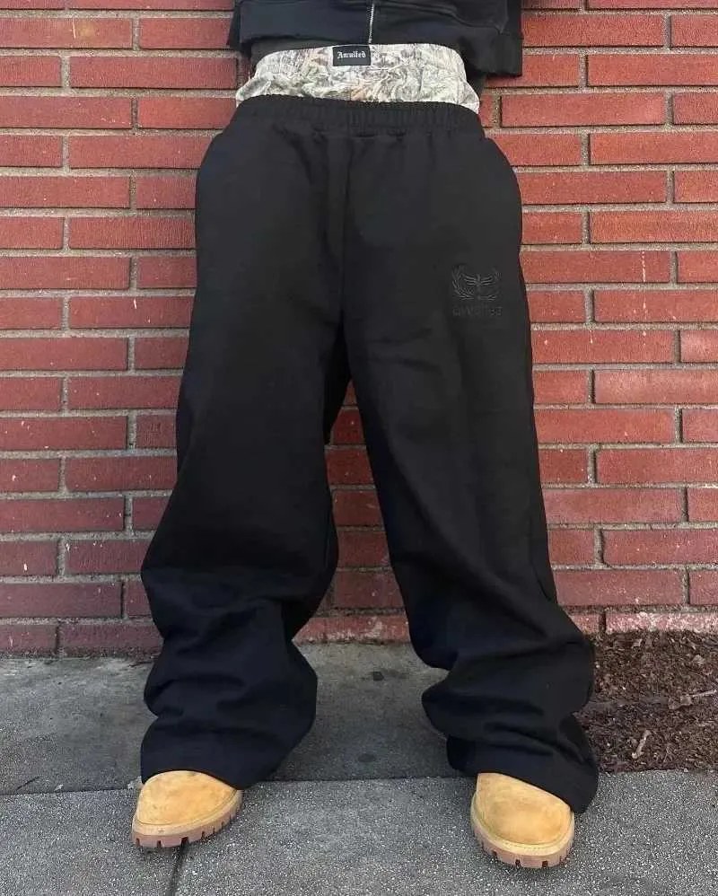Y2K Pants Vintage Haruku Dubbel Geborduurde Taille Joggingbroek Heren Dames Hip Hop Casual Hoge Taille Wijde Pijpen Broek_voghion.com