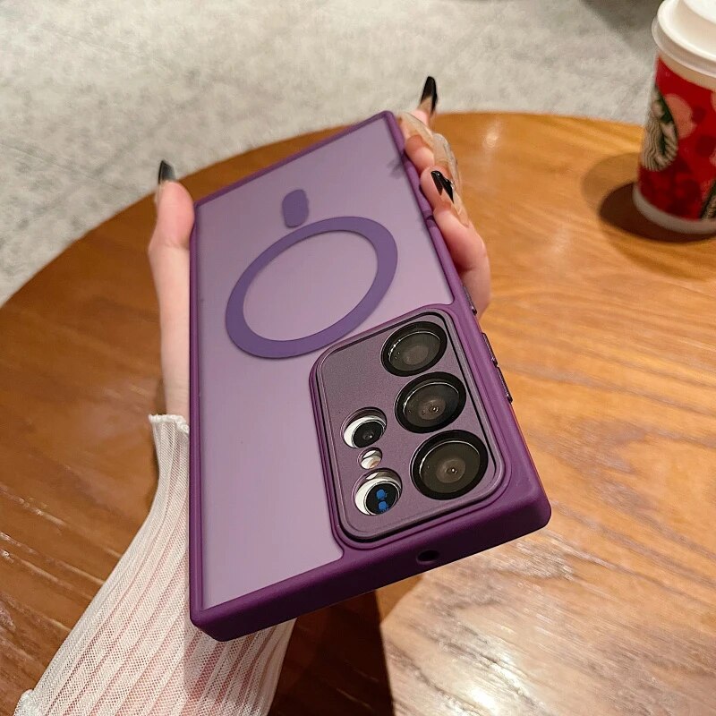 Magnetic Matte Translucent Shockproof Case For Samsung Galaxy_voghion.com
