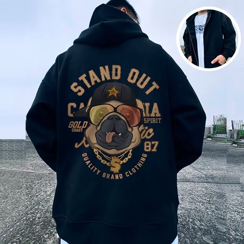 Thin hoodie men's loose zippered hood trendy brand fat plus size cardigan jacket spring and autumn 8XL_voghion.com