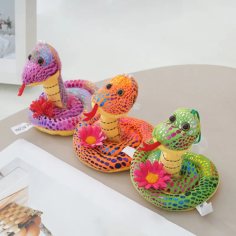 Porte-clés en peluche coloré et mignon, petit serpent coquin, décoration de chambre à coucher, mascotte du zodiaque, poupée, cadeau_voghion.com