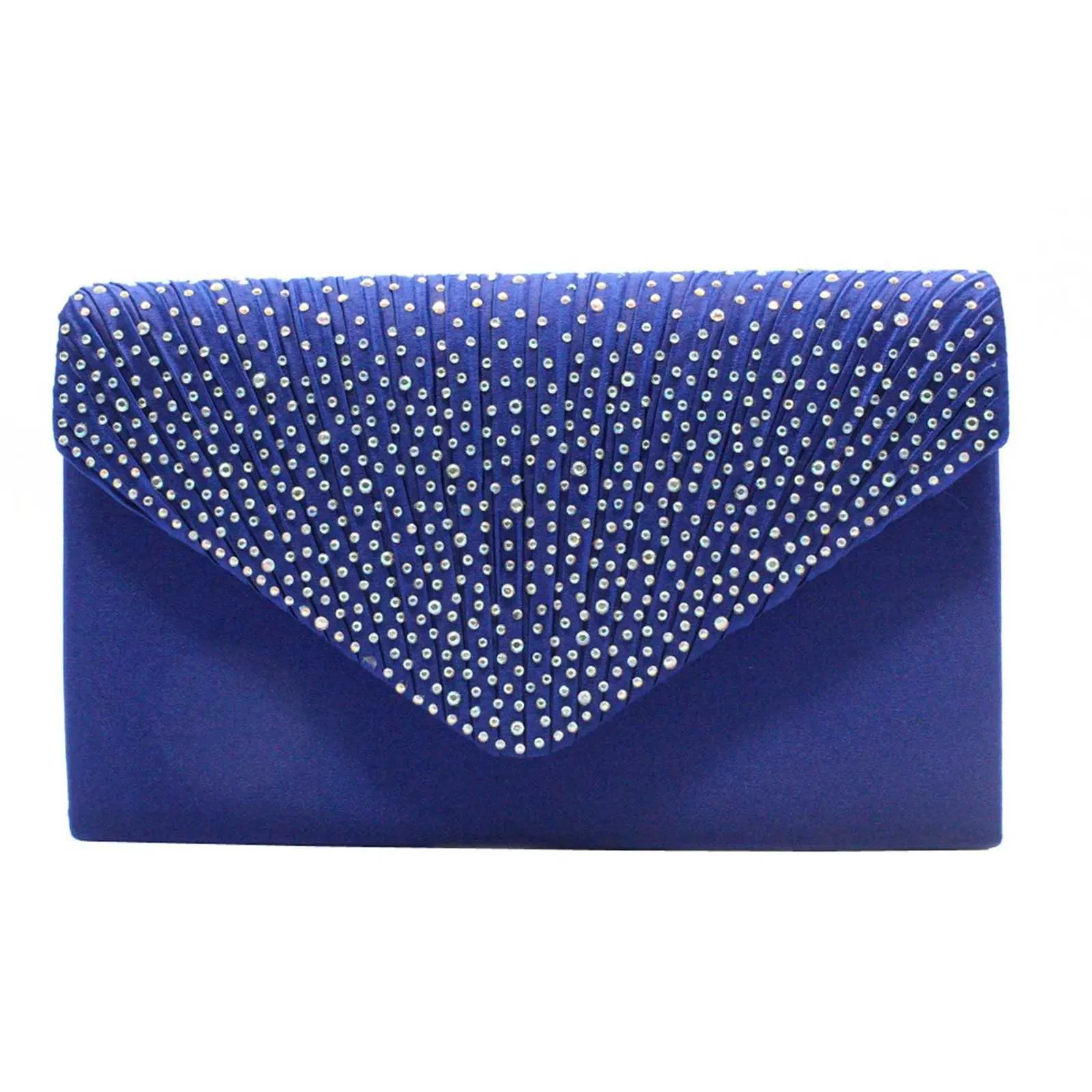 Modische und elegante Clutch für Damen aus Satin mit rhinestone-verzierter Schulterpartie, dünne Kette, passend zu Party- und Bankettkleidern, Abendtasche_voghion.com