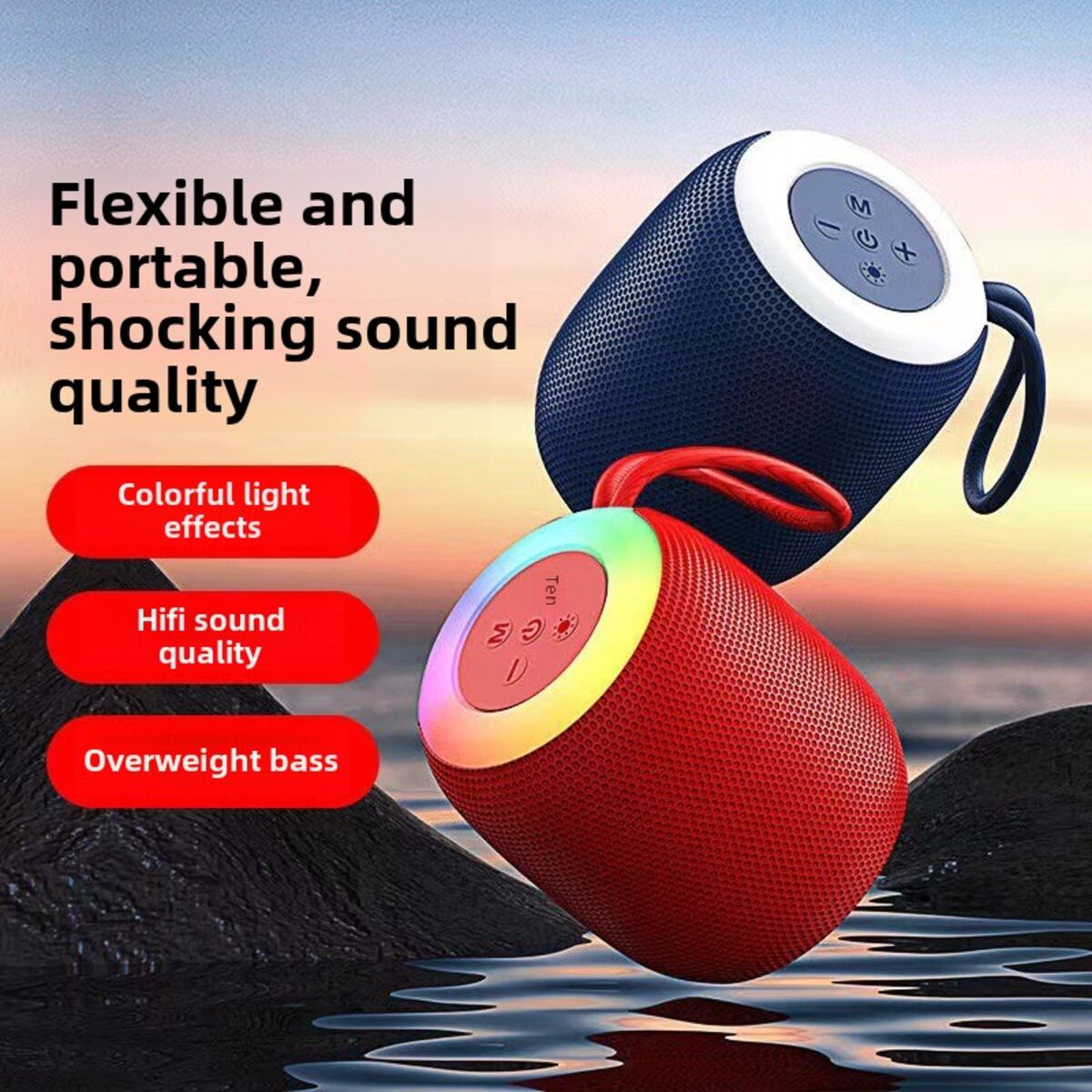 Haut-parleur sans fil, caisson de basses Bluetooth, mini haut-parleur de bureau portable à volume élevé pour voiture et maison