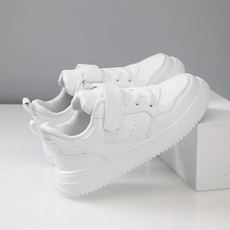 All White Leather Youth Shoes Fashion Kids Children Student Tennis Running Sneakers Happysteps Sport Trainers For Boys_voghion.com