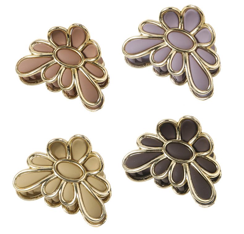 Women's Hair Accessories Hairpin Micro-inlaid Gold-rimmed Hair Clip For Women Simple And Fashionable Back Of The Head Flower Shark Clip Hairpin_voghion.com