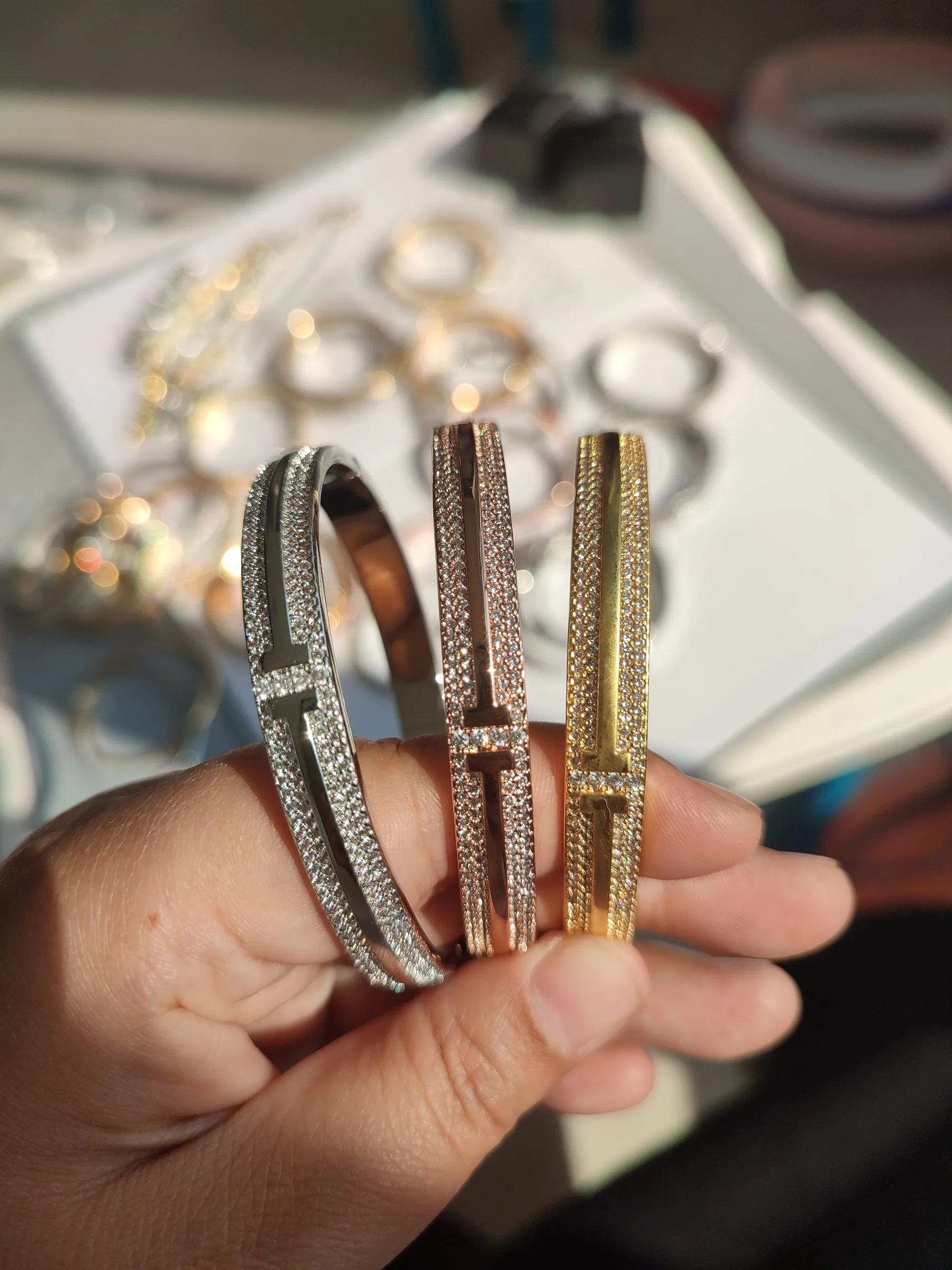 Cubic Zirconia Geometric Bangle Tennis Bracelet For Couples_voghion.com