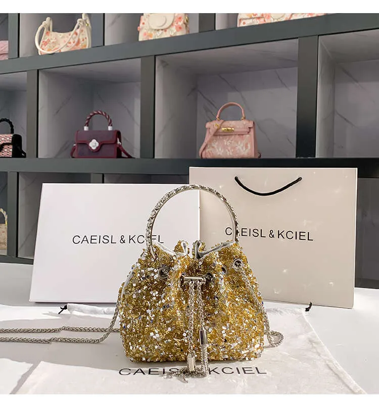 Borsa a mano da donna in metallo con paillettes lucide e glitterate, pochette da sera, borsa a secchiello per feste di nozze, borsa a tracolla_voghion.com