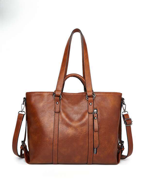 Large Capacity Oil Waxed Leather Women's Bag Simple Slanting Shoulder Handbag_voghion.com
