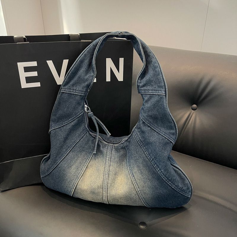 Tasca sottobraccio in denim invecchiato 2024 Nuova borsa vintage retrò lässig Pendler Canvas Umhängetasche_voghion.com