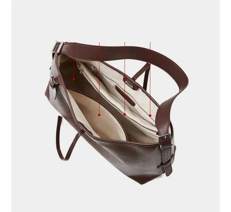 Toptrends Vintage Vera Pelle Grande Sottobraccio Borse a Tracolla per Donna 2024 Designer Semplice Donna Tote Hobo Signore_voghion.com