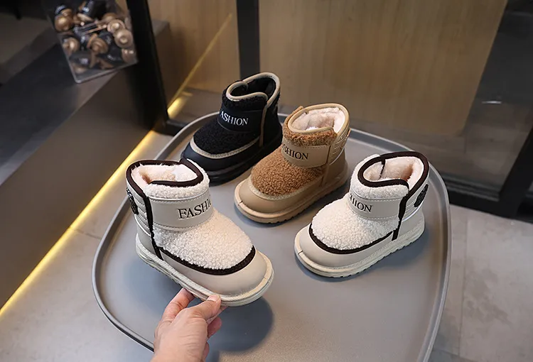 Kinder Schnee Winter Plus Veet Jugend Kurze Dicke Warme Plüsch Stiefel Cutefeet Für Mädchen Jungen Lamm Wolle Kleinkind Schuhe_voghion.com
