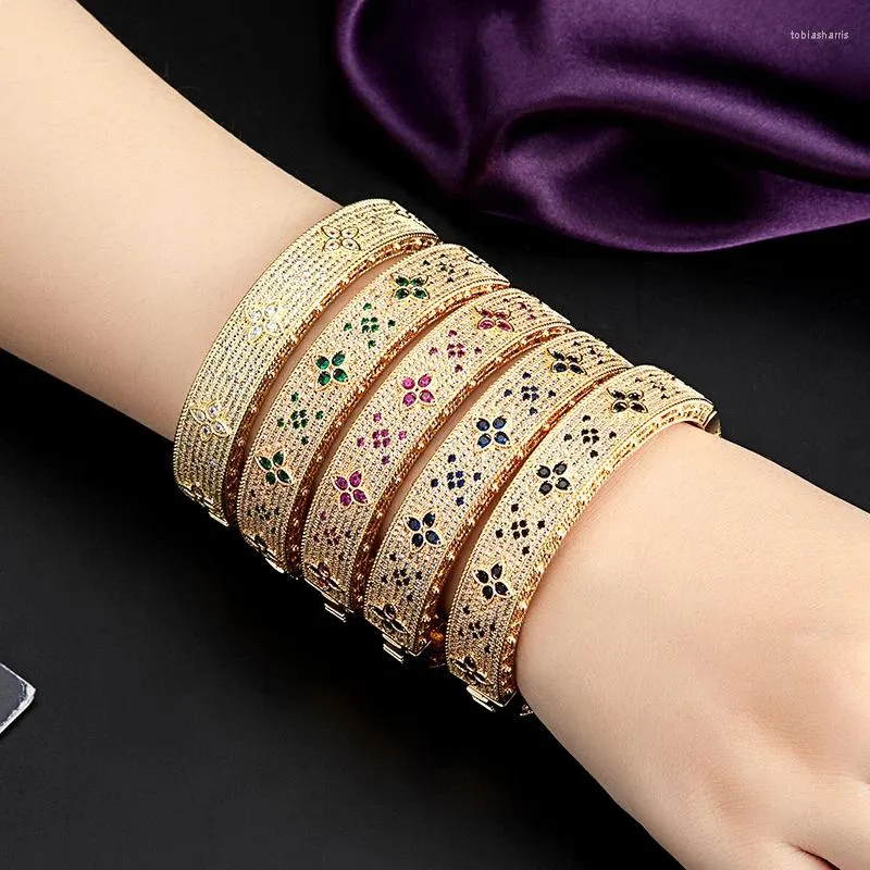 Klassikaline kuldne naiste käevõru, täismõõdus tsirkoonidega pulmakäevõru pruudi Bijoux Dubai pruudi ehetest_voghion.com