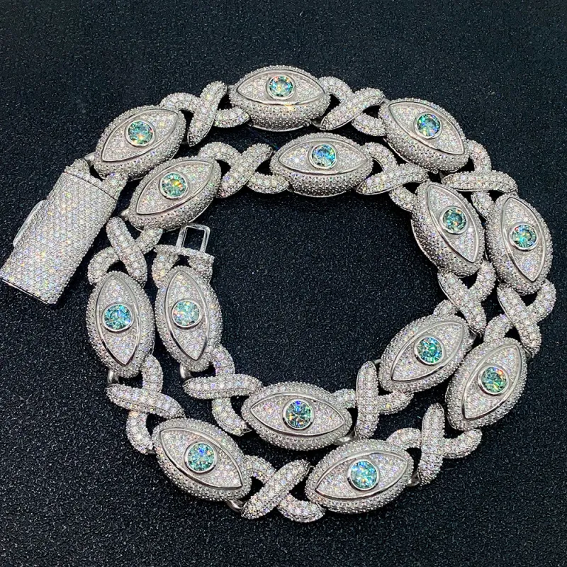 Iced Out Cuban Link Kette Mit Moissanite Diamanten Für Damen Herren_voghion.com