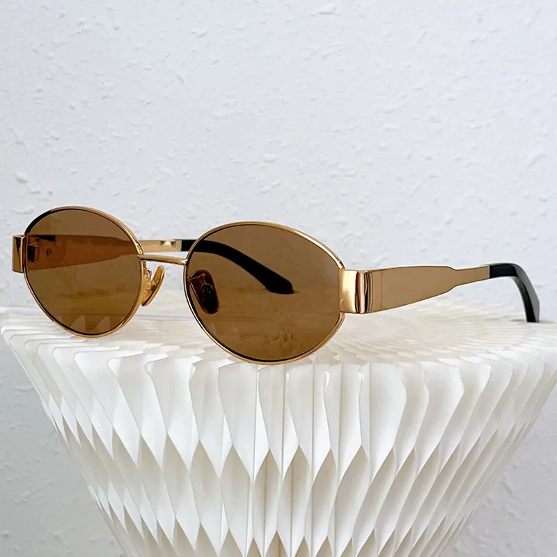 Sunglasses Luxury Designer Metal Oval Frame Uv400 Protection_voghion.com