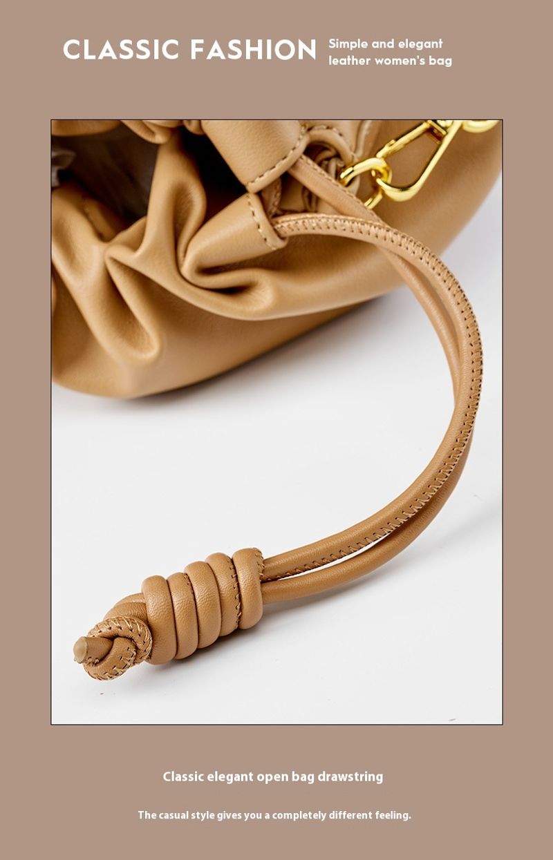 2024 koreanische Version neue Lederwolkenkette Glücks-Eimertasche, vielseitige Rindsledertasche_voghion.com
