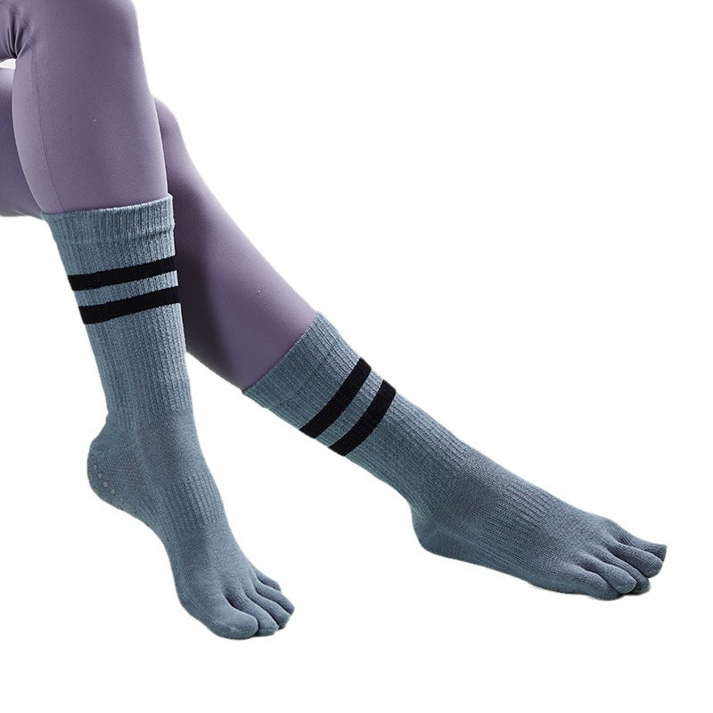 Chaussettes de yoga unisexes pour femmes, chaussettes professionnelles antidérapantes pour orteils, chaussettes d'intérieur Pilates à cinq doigts_voghion.com