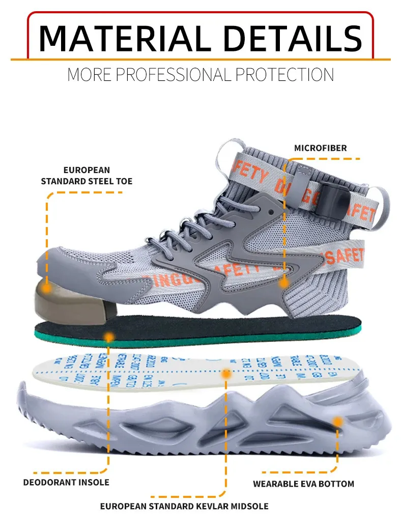 Men's Safety Boots Breathable Protective Work Footwear Steel Cap_voghion.com