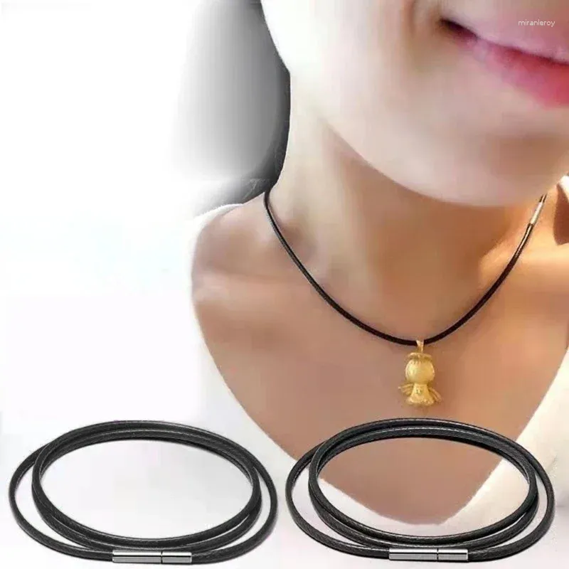 Correntes Impermeáveis Couro Trançado Colar Corda de Cera Pingente Cordão Cordão Com Fecho Seguro Macio Confortável_voghion.com