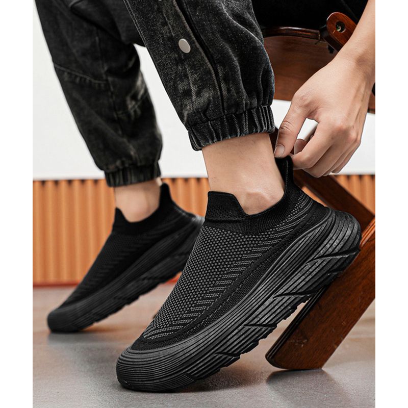 Men's new summer breathable flying woven men's thick soles all casual sports outdoor fashion running shoes_voghion.com