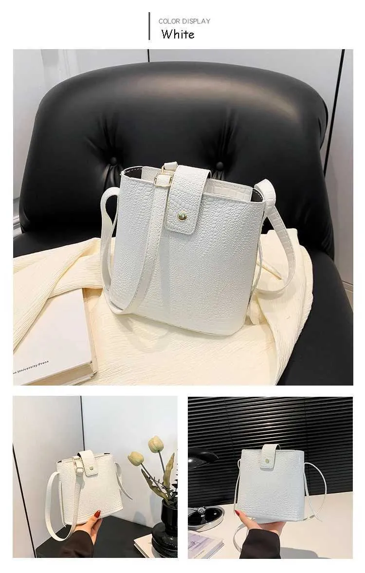 Retro Steinmuster Eimer Handtasche Damen Umhängetasche Schultertasche_voghion.com