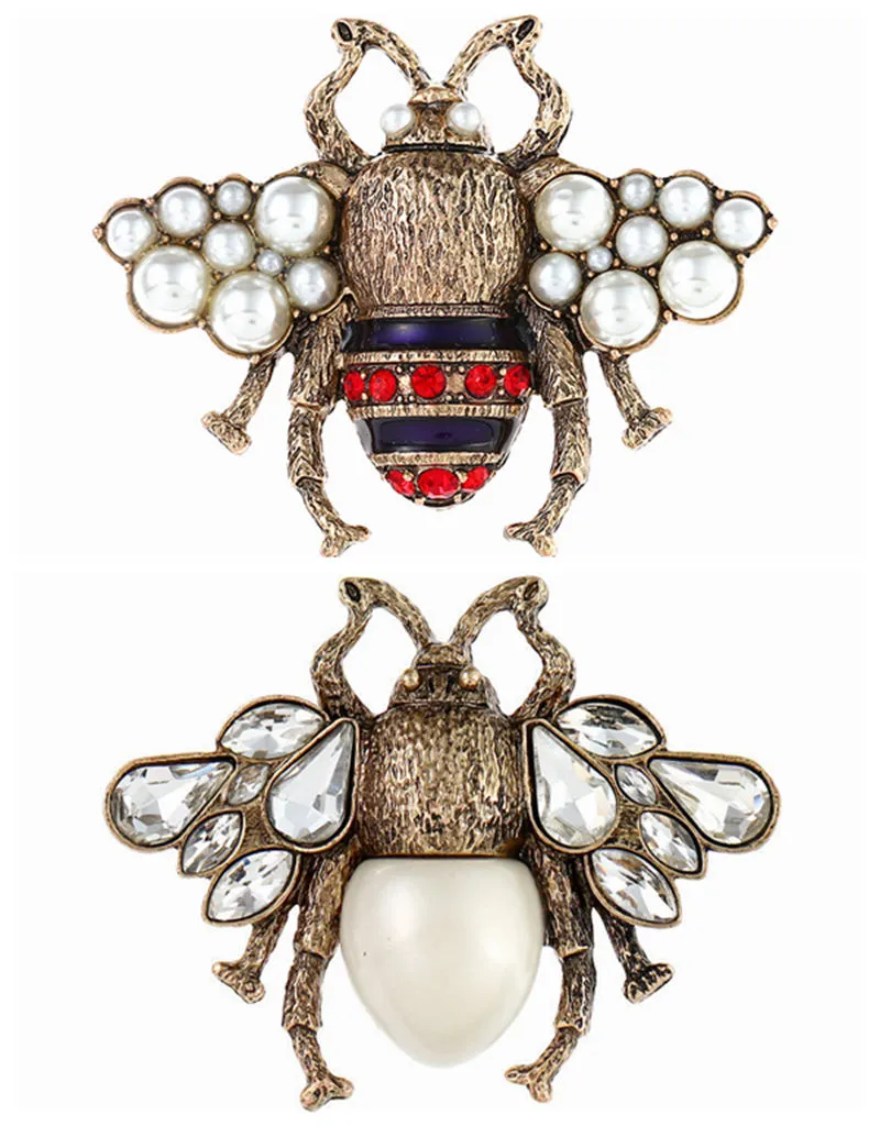 Honeybee Brooch Crystal Diamond Bee Brooches Zinc Alloy Rhinestone Fashion Women Insect Sweater Pins gift RR_voghion.com