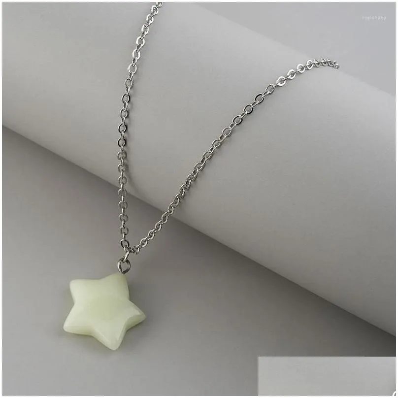 Colares com pingentes Simples Contas Luminosas Colar Noite Brilhante Estrela Redonda Coração Brilham No Escuro Para Homens Mulheres Dia Das Bruxas_voghion.com