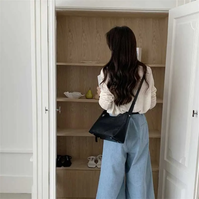 Texturierte Damen Handtasche Aus Weichem Kunstleder Schultertasche_voghion.com