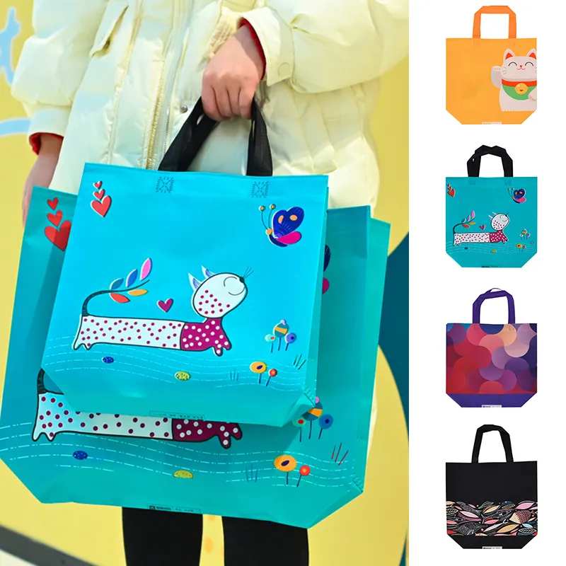 Non-woven Fabric Reusable Shopping Bags 4 Sizes Foldable Tote Grocery Clothes Storage Travel Eco Friendly Shopper Bag_voghion.com