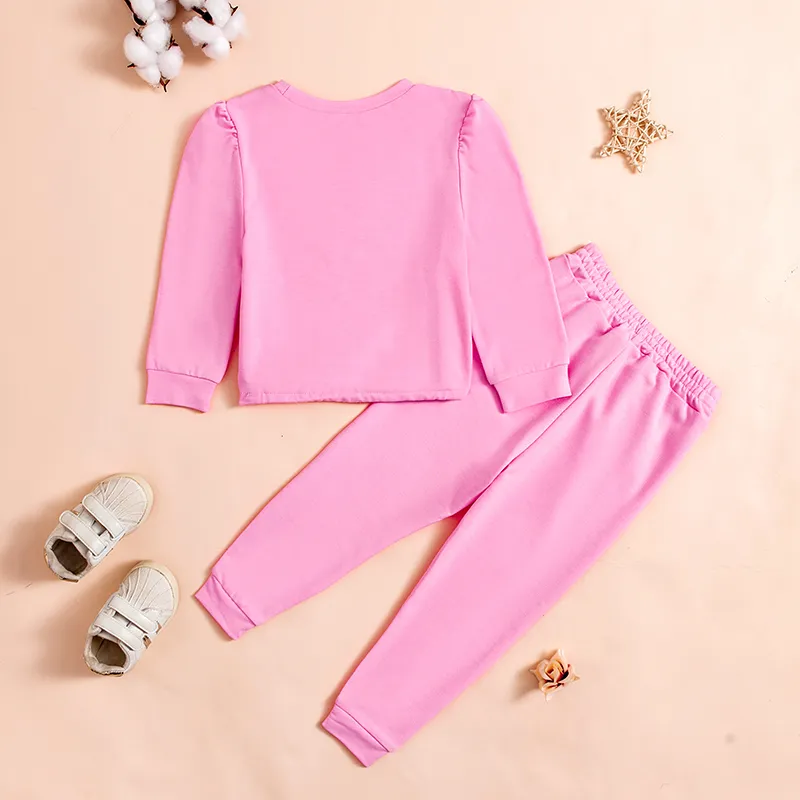 2 Stück Kinder Mädchen Einfarbig Kapuzenpullover & Hosen Set Langarm Aktiv Draussen 1-8 Jahre Herbst Weiß Hellgrün Rosa_voghion.com