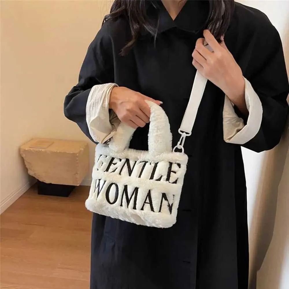 Žene Crossbody ramena, elegantne, s oslikanim slovima, plišane, gospodske, torbice za šminkanje i ruž za usne, velikog kapaciteta C241216_voghion.com