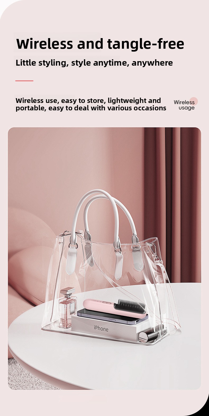 Portable Wireless Hair Straightener Comb - 2-in-1 Electric Hair Curler & Straightening Iron For Styling On-the-Go_voghion.com