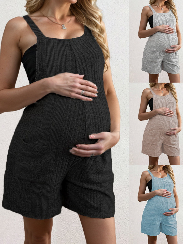 Familien-Matching 2024 Frühling und Sommer Independent Station Neue Umstands-Latzhose-Overall-Shorts Umstandsmode_voghion.com