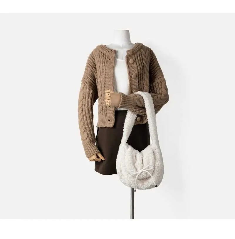 Modische Plüsch-umhängetasche Große Lammfell-handtasche Damen_voghion.com