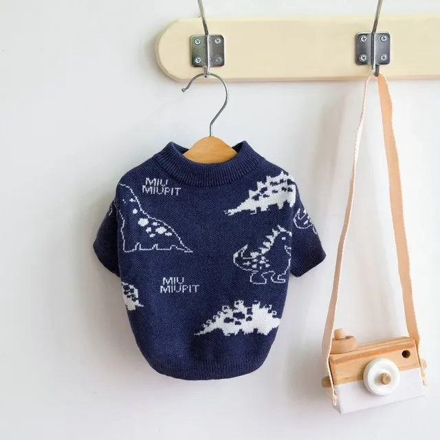 Nouveau pull dinosaure hiver petit vêtement chaud animal de compagnie dessin animé pull en peluche tricot doux chien vêtements_voghion.com