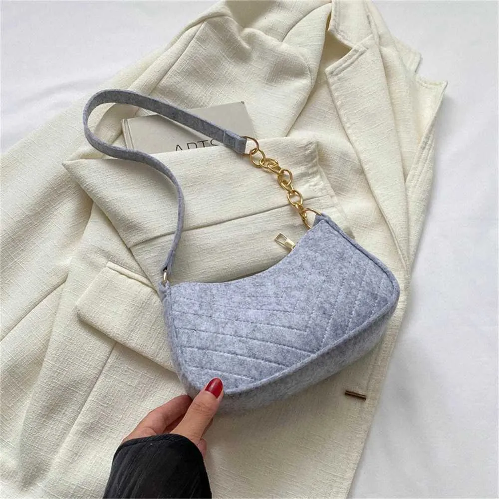 Designertaske Ny dame retro Gerie ensfarvet skuldertaske afslappet pung, enkel og moderigtig krydsformet taske_voghion.com