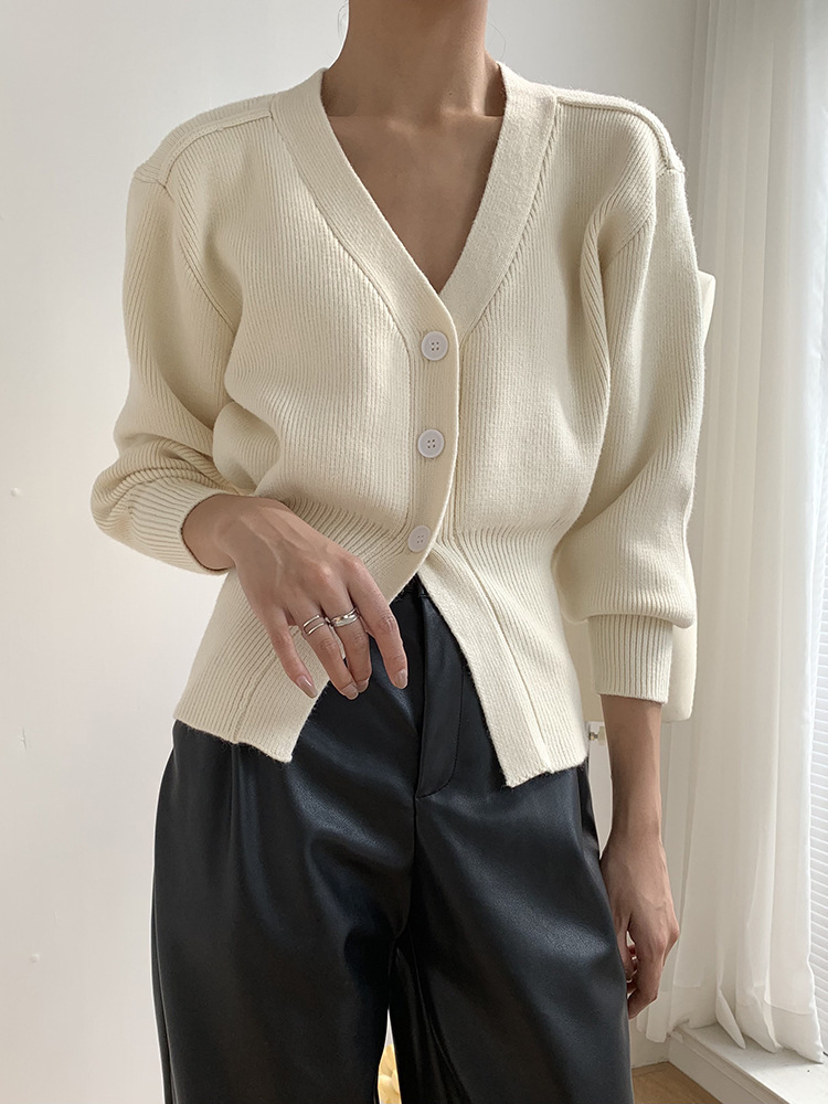 Ropa de mujer Chaqueta tipo suéter con cuello en V para mujer Otoño e invierno 2022 Cárdigan de punto de cintura suave y holgado estilo perezoso estilo corto