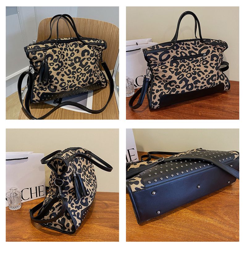 Handtaschen Große Kapazität im französischen Stil Damen 2023 Neue Tasche mit Leopardenmuster Einkaufstasche_voghion.com