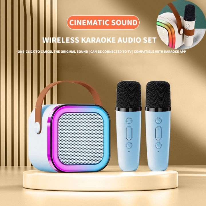 K12 Mini Karaoke Altoparlante audio wireless Microfono Bluetooth KTV portatile per la casa con 1 microfono_voghion.com