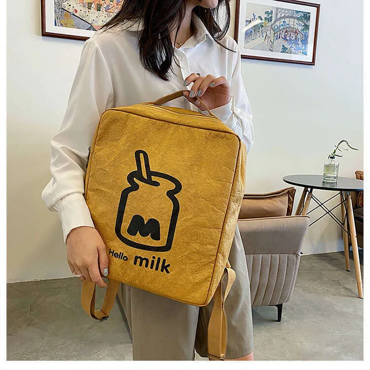Waterproof Pu Leather Women's Backpack Square Shoulder Bag Retro_voghion.com