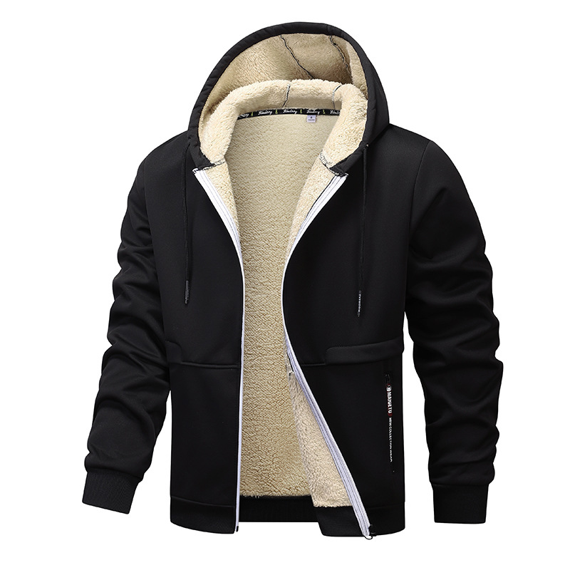 ​​Herren-Winterjacke mit Fleecefutter – Verdickter Arbeitsmantel aus Polyester mit Kapuze, lockere Passform (S-3XL), ideal für Bauarbeiten und den Alltag​​
