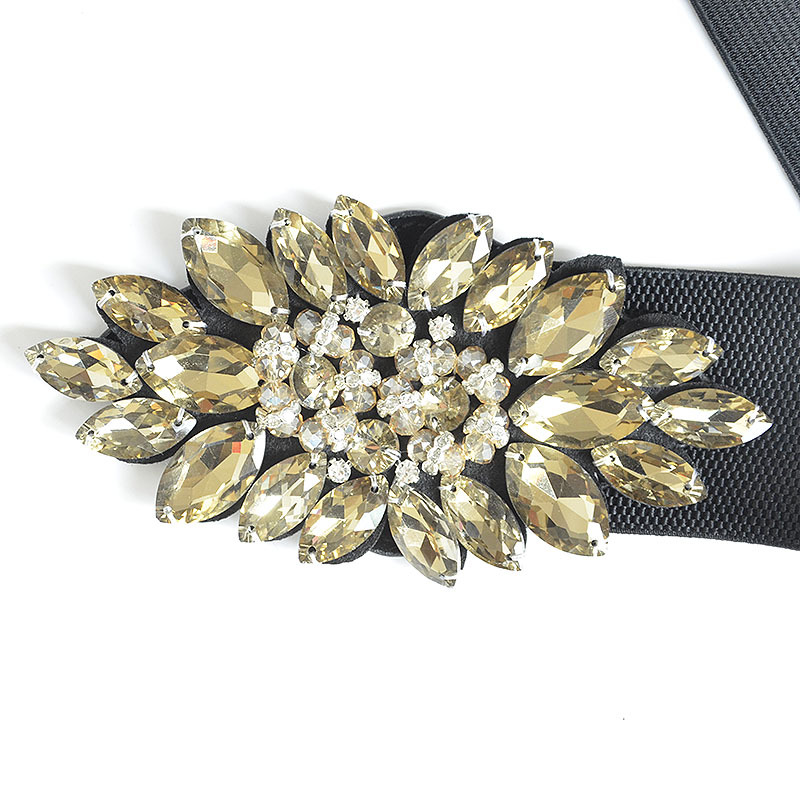 Beliebtes neues Produkt Wasser Diamant Gürtel elastische Kristall Perle Dekoration Rock Mantel Frauen breite Taille Abdeckung_voghion.com