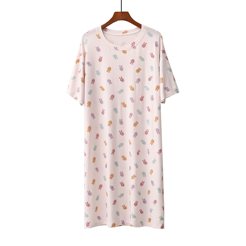 Pigiami da donna Camicia da notte in modal Pigiama da donna in seta ghiacciata sottile a maniche corte_voghion.com