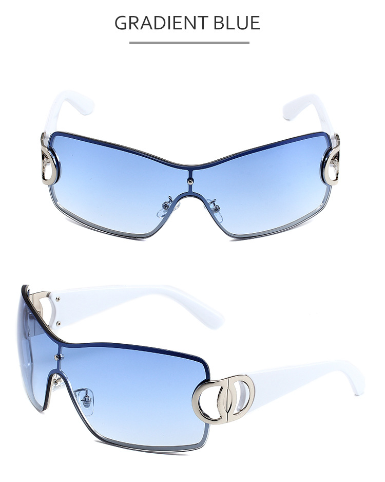 Y2K Large Frame Sunglasses - Retro Modern Style (Frameless One Piece, European & American Trendy, Hot Girl Look)_voghion.com