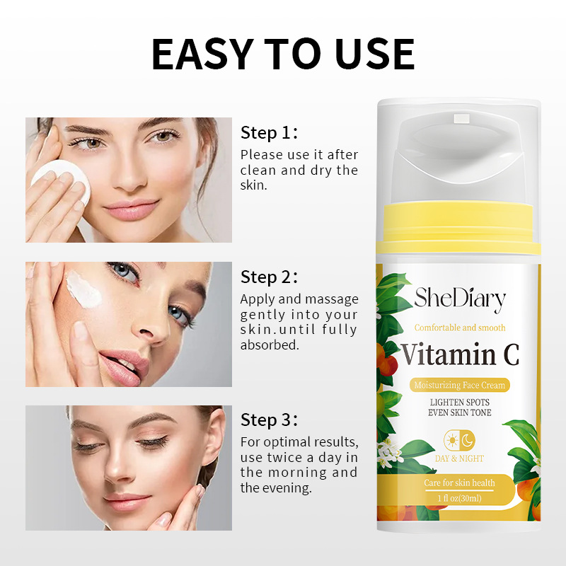 La crema idratante VC illumina e ripara la pelle. La crema idratante per il viso alla vitamina C idrata la pelle._voghion.com