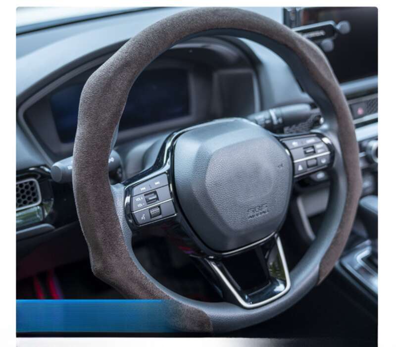 Husă volan auto pentru toate anotimpurile, protecție din piele întoarsă, plasă absorbantă de transpirație, roșie, rotundă, în formă de D, universală, pentru mâner_voghion.com