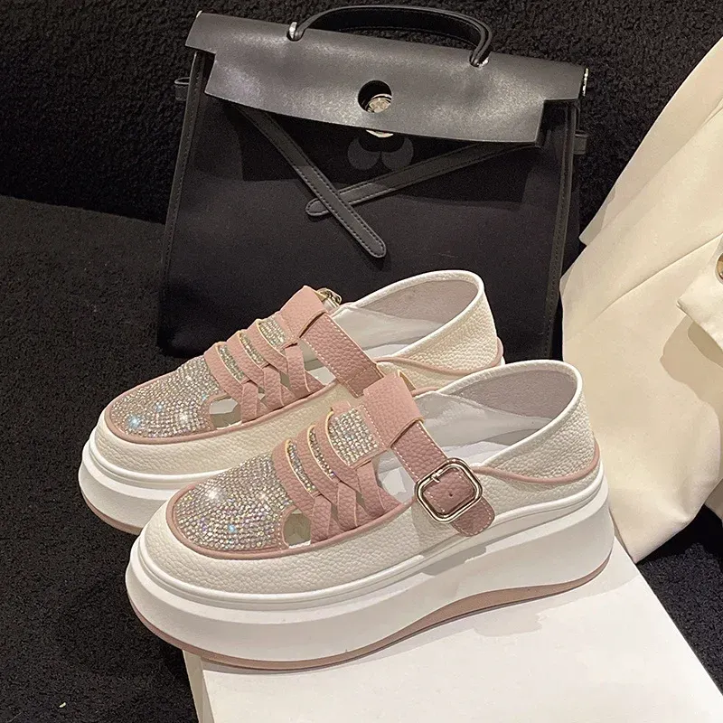 Scarpe casual donna con strass e suola platform estive_voghion.com