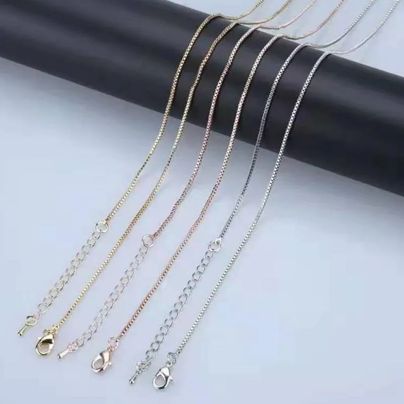 Catene 1,2/1,5 mm di larghezza in acciaio inossidabile color oro argento collana a catena a scatola 47 cm maglia estensibile 4 cm gioielli da donna all'ingrosso_voghion.com