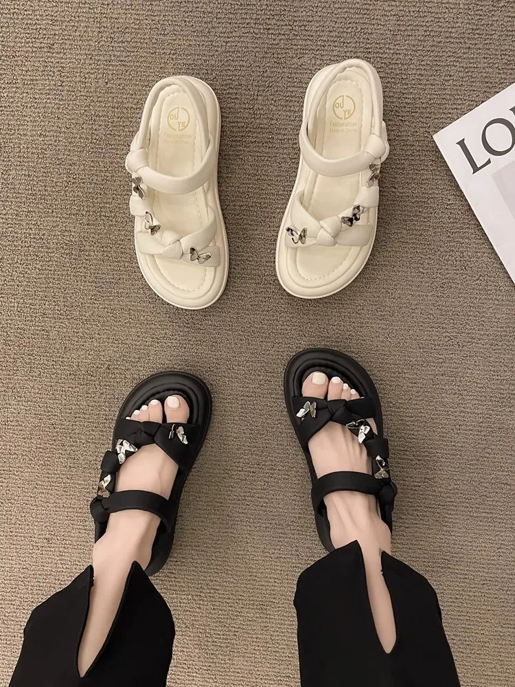 Roman Style Butterfly Sandals Comfortable Beach Shoes For Summer_voghion.com