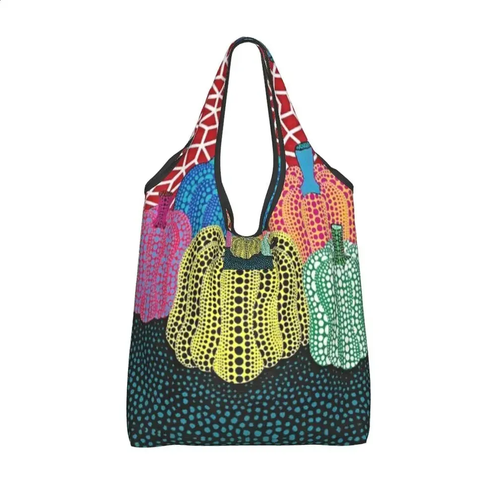 Abstract Yayoi Kusama Style Tote Bag Large Capacity Shopper Bag_voghion.com