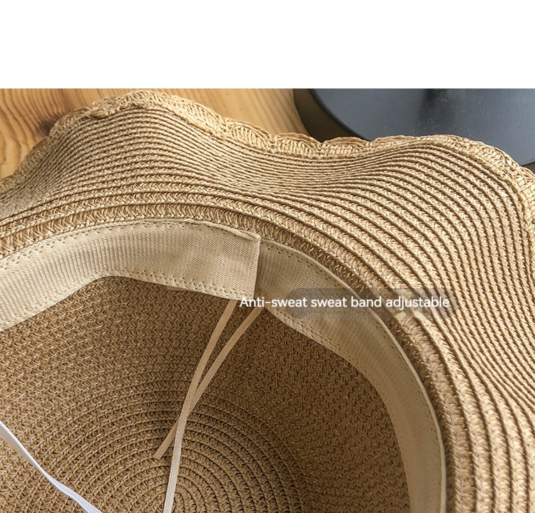 Hat for women in summer, small refreshing waves, large brimmed straw Korean version, versatile pearl, casual protection,_voghion.com